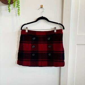 GAP Vintage Y2K Wool Blend Red Black Plaid Lined Mini Skirt Women's Size 6
